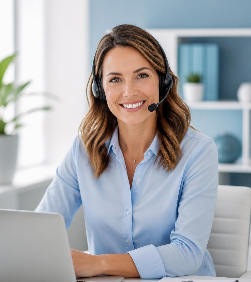 Licensed insurance agent wearing a headset ready to take your call